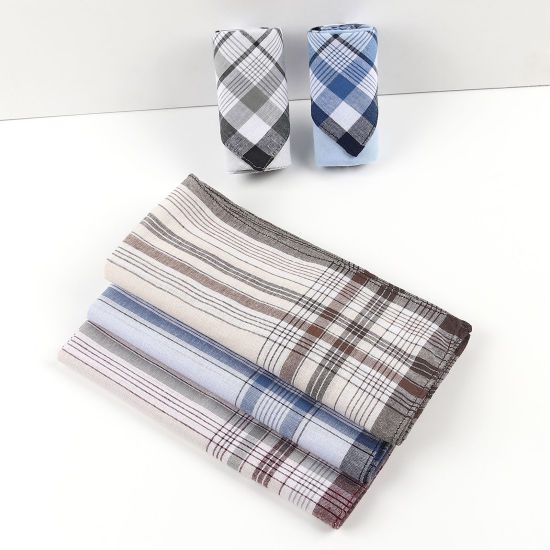 Cotton Men's Handkerchief Square Mixed Color 38cm x 38cm, 9 PCs の画像