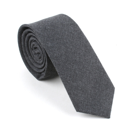 Image de Cravate Homme en Coton Gris Foncé 145cm x 6cm, 1 Pièce