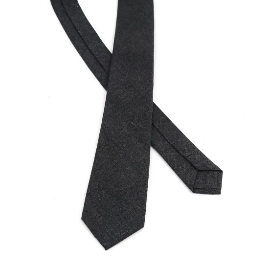 Изображение Cotton Men's Necktie Tie Dark Gray 145cm x 6cm, 1 Piece
