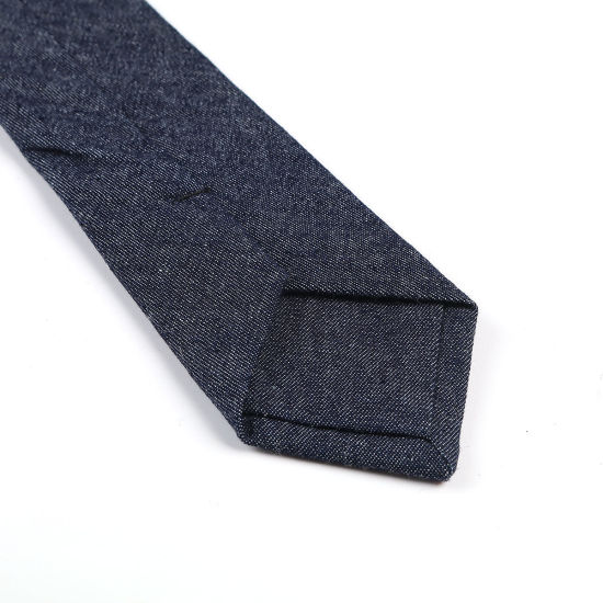 Изображение Cotton Men's Necktie Tie Navy Blue 145cm x 6cm, 1 Piece