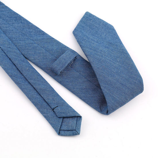 Image de Cotton Men's Necktie Tie Blue 145cm x 6cm, 1 Piece