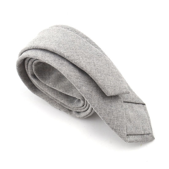 Изображение Cotton Men's Necktie Tie French Gray 145cm x 6cm, 1 Piece