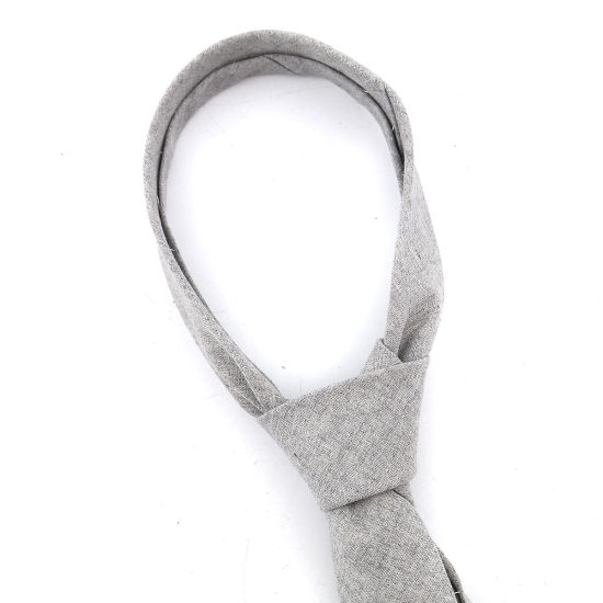 Изображение Cotton Men's Necktie Tie French Gray 145cm x 6cm, 1 Piece