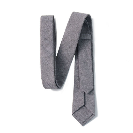 Image de Cotton Men's Necktie Tie French Gray 145cm x 6cm, 1 Piece