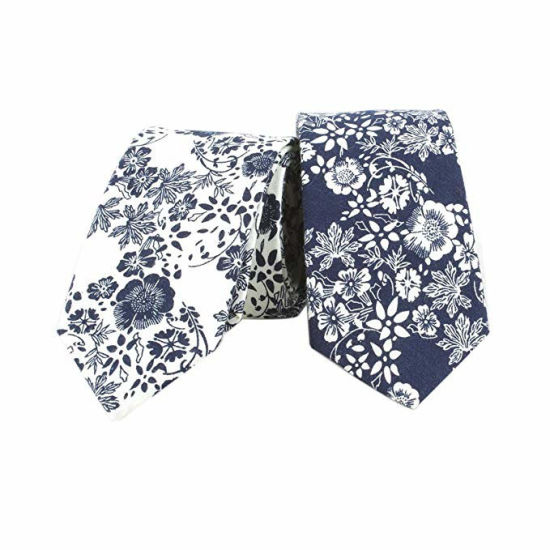 Изображение Cotton Men's Necktie Tie Flower Mixed Color 145cm x 6cm, 2 PCs
