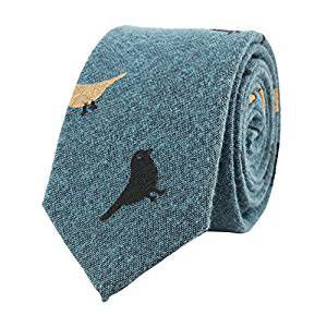 Image de Cotton Men's Necktie Tie Bird Animal Dark Green 145cm x 6cm, 1 Piece