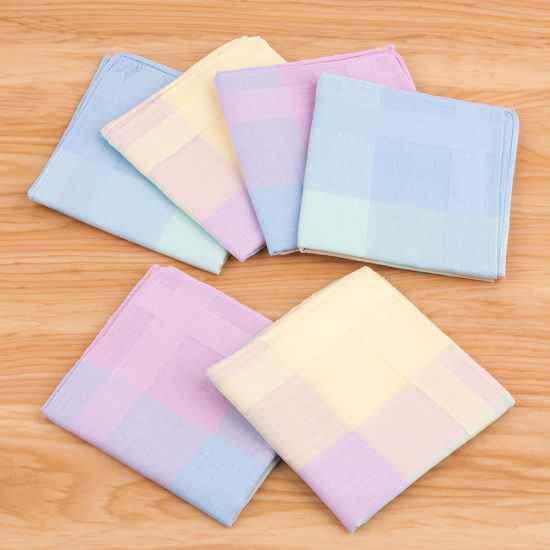 Picture of Cotton Handkerchief  Square Mixed Color 43cm x 43cm, 12 PCs