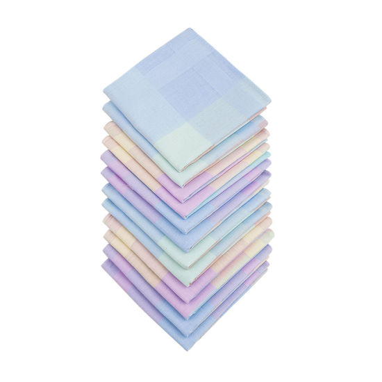 Image de Cotton Handkerchief  Square Mixed Color 43cm x 43cm, 12 PCs
