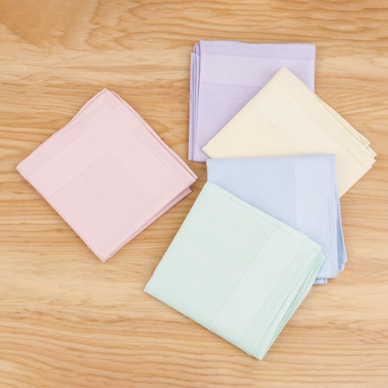 Picture of Cotton Handkerchief  Square Mixed Color 40cm x 40cm, 10 PCs
