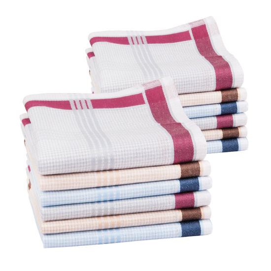 Image de Cotton Handkerchief  Square Mixed Color 43cm x 43cm, 12 PCs