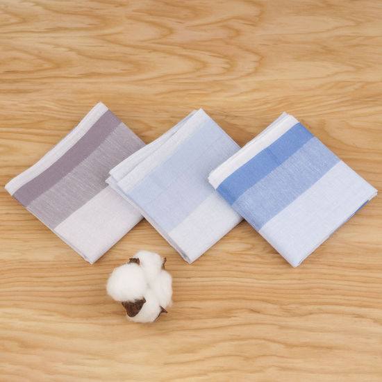 Picture of Cotton Handkerchief  Square Grid Checker Mixed Color 40cm x 40cm, 12 PCs