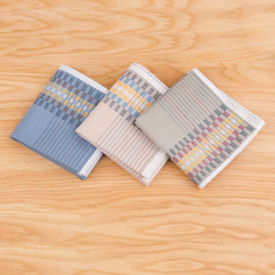 Image de Cotton Handkerchief  Square Stripe Mixed Color 43cm x 43cm, 12 PCs