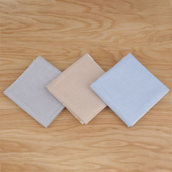 Picture of Cotton Handkerchief  Square Grid Checker Mixed Color 43cm x 43cm, 12 PCs