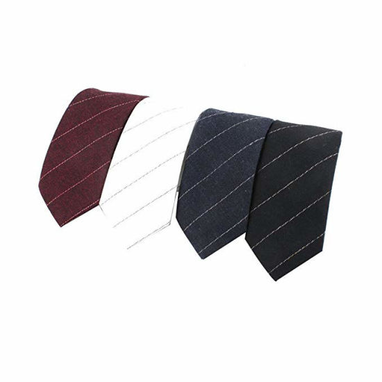 Image de Cotton Men's Necktie Tie Stripe Mixed Color 145cm x 6cm, 4 PCs