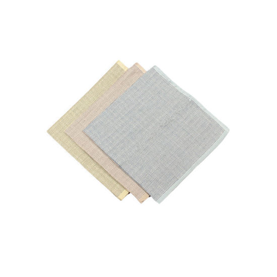 綿 メンズ ハンカチ 正方形 格子柄 混合色 43cm x 43cm、 6 本 の画像