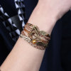 Picture of Faux Leather Wax Cord Braided Bracelets Brown Antique Bronze Halloween Owl Triangle Ring Wing 19.5cm(7 5/8") long, 1 Piece