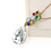 Picture of Jewelry Necklaces Drop Gold Plated Multicolor Color Rhinestone 72cm(28 3/8")long, 1 Piece
