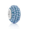 Picture of (Flaw Clearance Bulk Sale) Sterling Silver European Style Large Hole Charm Beads Round Lightblue Rhinestone About 12mm x 7mm( 4/8" x 2/8"), Hole:Approx 4.5mm, 1 PCs