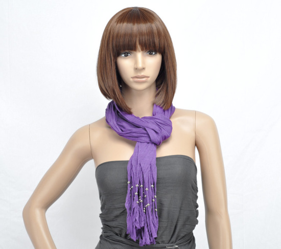 Picture of 1PC Women's Fashion Purple Soft Scarf with Tassels Large Long Wrap Shawl Stole 1.8m(70-7/8")