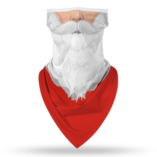 Изображение Polyester Adults Windproof Dustproof Face Mask For Outdoor Cycling White & Red Christmas Santa Claus 45cm x 23cm, 1 Piece