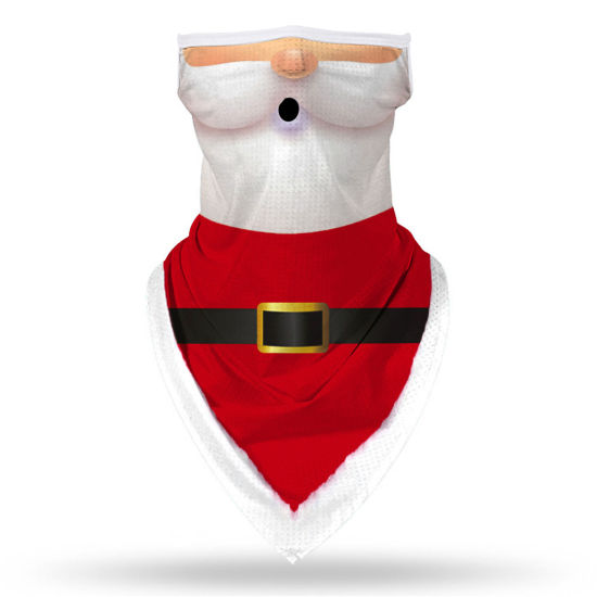 Bild von Terylen Erwachsener Winddichte staubdichte Gesichtsmaske für das Fahren im Freien Weiß & Rot Weihnachten Weihnachtsmann 45cm x 23cm, 1 Stück