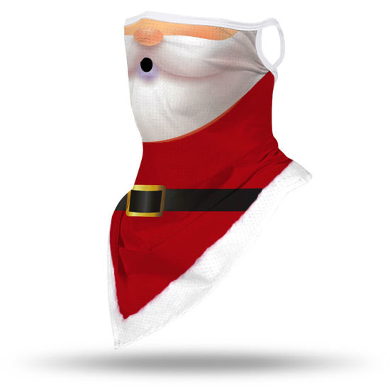 Bild von Terylen Erwachsener Winddichte staubdichte Gesichtsmaske für das Fahren im Freien Weiß & Rot Weihnachten Weihnachtsmann 45cm x 23cm, 1 Stück