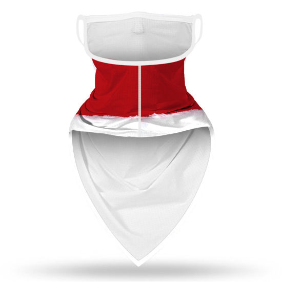 テリレン 大人 アウトドア レーシング用防風防塵マスクフェイスカバー 白×赤 クリスマスサンタクロース 45cm x 23cm、 1 個 の画像