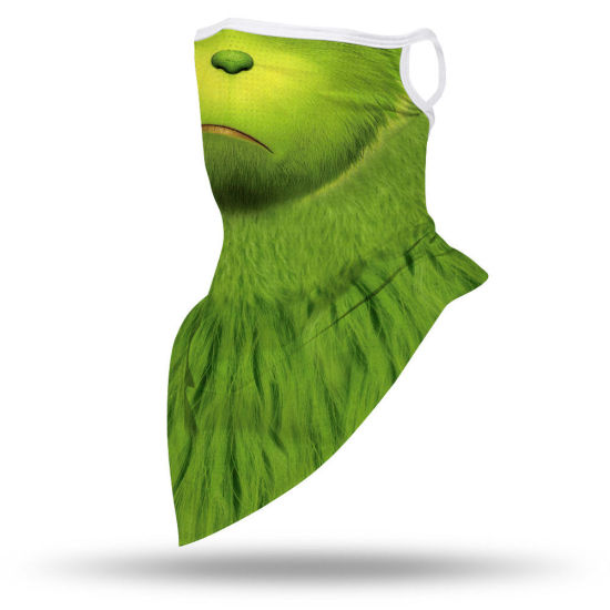 Bild von Terylen Erwachsener Winddichte staubdichte Gesichtsmaske für das Fahren im Freien Grün Weihnachten Monstrum 45cm x 23cm, 1 Stück