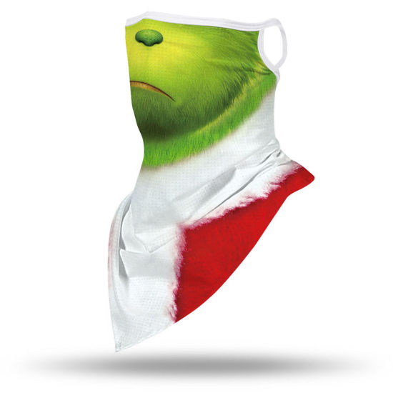 テリレン 大人 アウトドア レーシング用防風防塵マスクフェイスカバー レッド + 緑 クリスマス モンスター 45cm x 23cm、 1 個 の画像