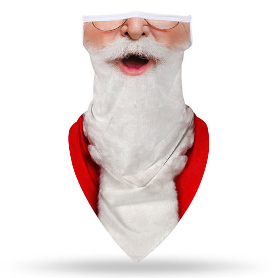 Изображение Polyester Adults Windproof Dustproof Face Mask For Outdoor Cycling White Christmas Santa Claus 45cm x 23cm, 1 Piece