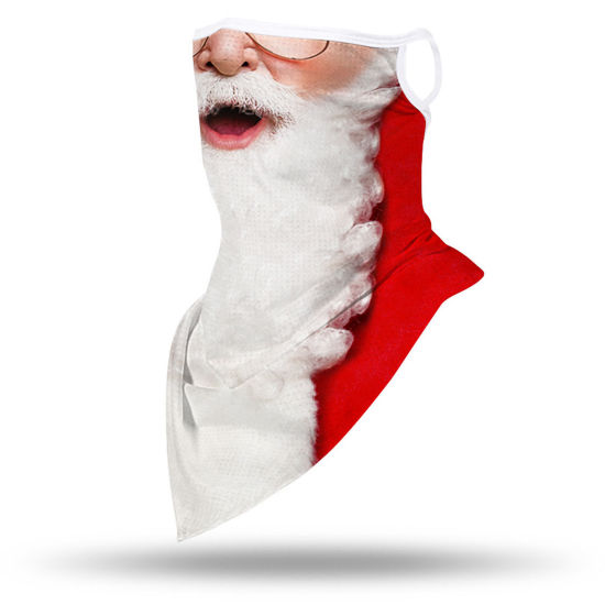 Image de Masque Facial Anti-poussière Coupe-Vent pour Monter à Bicyclette en Plein Air Adulte en Polyester Blanc Père de Noël 45cm x 23cm, 1 Pièce
