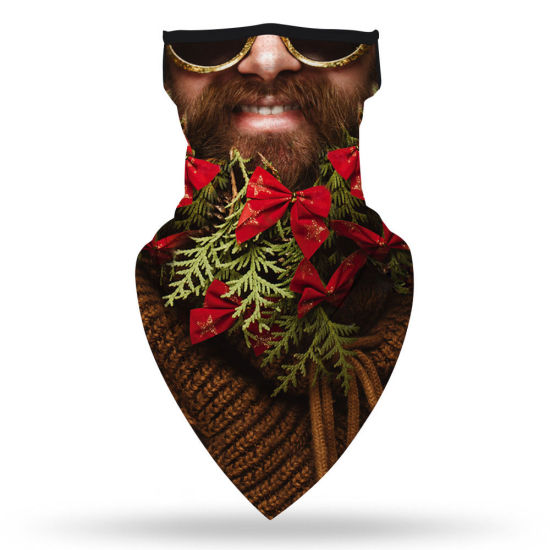 Bild von Terylen Erwachsener Winddichte staubdichte Gesichtsmaske für das Fahren im Freien Rot & Grün Weihnachten Weihnachtsmann 45cm x 23cm, 1 Stück