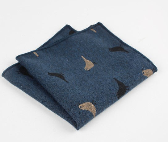 Изображение Cotton Men's Handkerchief Square Bird Dark Blue 24cm x 24cm, 1 Piece