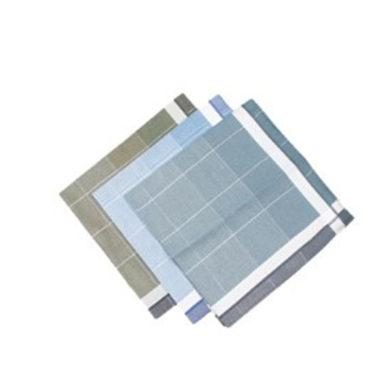 綿 メンズ ハンカチ 正方形 格子柄 混合色 43cm x 43cm、 12 本 の画像