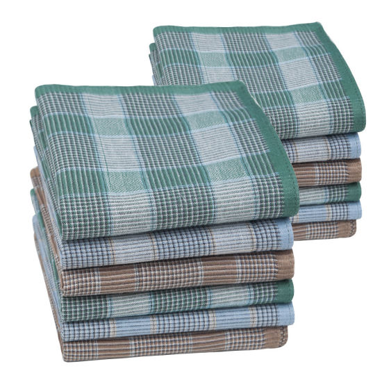 Изображение Cotton Men's Handkerchief Square Grid Checker Mixed Color 43cm x 43cm, 12 PCs
