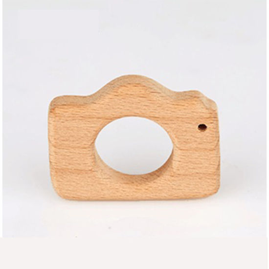 Bild von Buche Holz Baby Teether Kamera natürliche 5,5 cm x 4,3 cm, 1 Stück