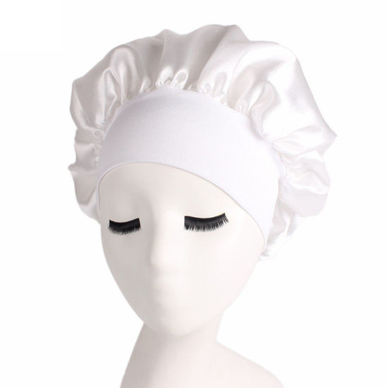 Picture of White - Night Sleep Hat Cap Bonnet With Wide Elastic Band For Women, 1 Piece