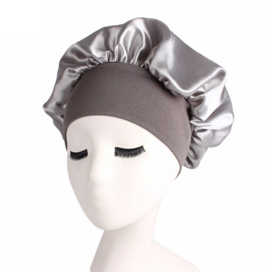 Picture of Silver - Night Sleep Hat Cap Bonnet With Wide Elastic Band For Women, 1 Piece