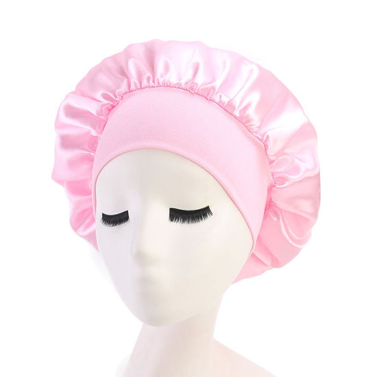 Picture of Pink - Night Sleep Hat Cap Bonnet With Wide Elastic Band For Women, 1 Piece