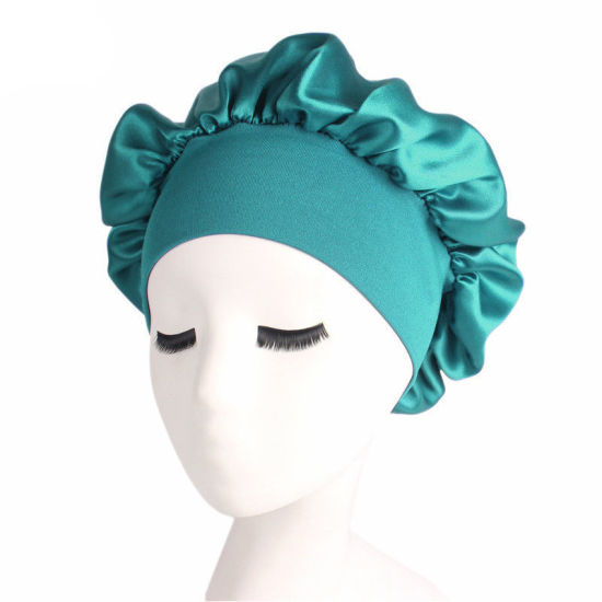 Picture of Green - Night Sleep Hat Cap Bonnet With Wide Elastic Band For Women, 1 Piece