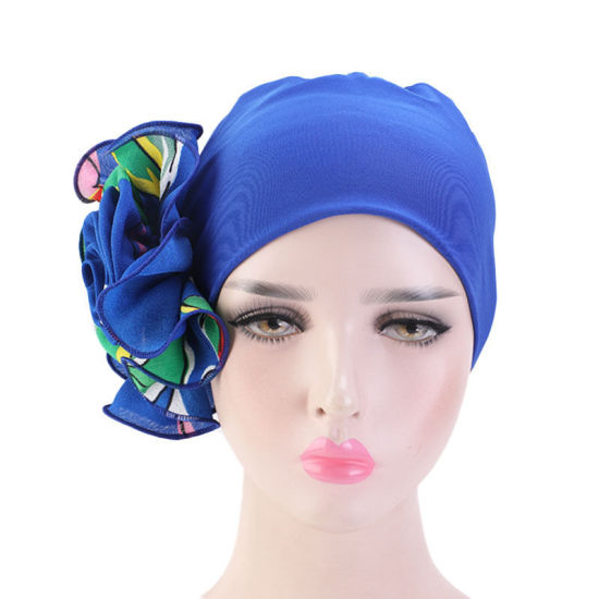 Picture of Black - Chiffon Flower Elastic Women Turban Bonnet Hat, 1 Piece