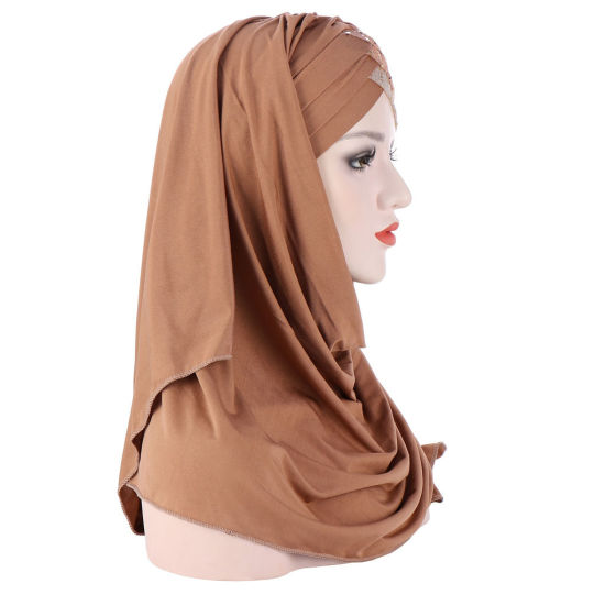Picture of Wine Red - Women Muslim Hijab Head Scarf Hat, 1 Piece