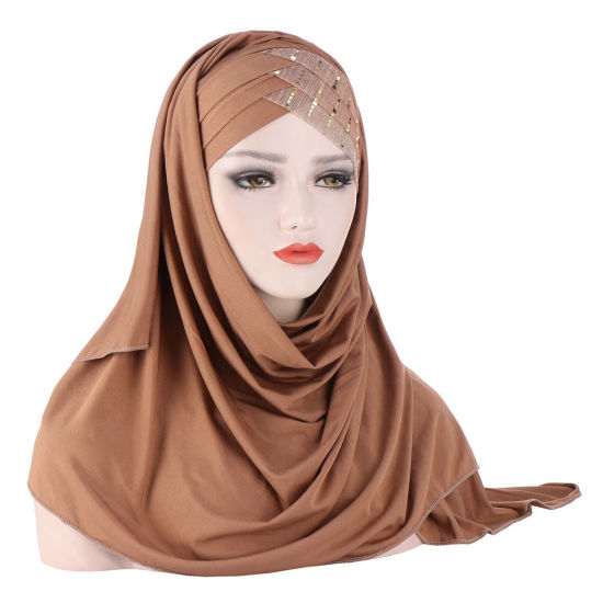 Picture of Light Coffee - Women Muslim Hijab Head Scarf Hat, 1 Piece