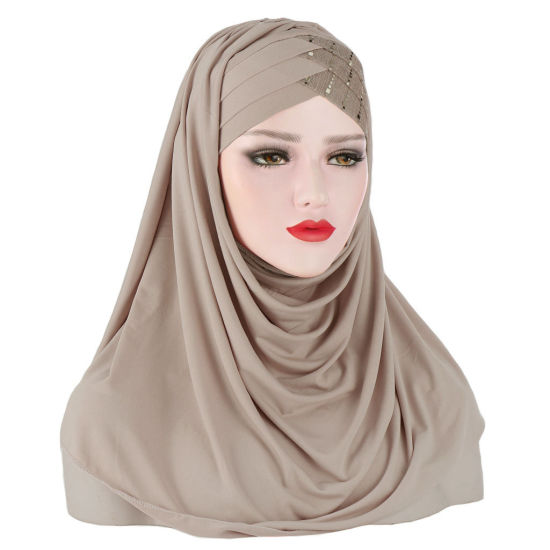 Picture of Light Khaki - Women Muslim Hijab Head Scarf Hat, 1 Piece