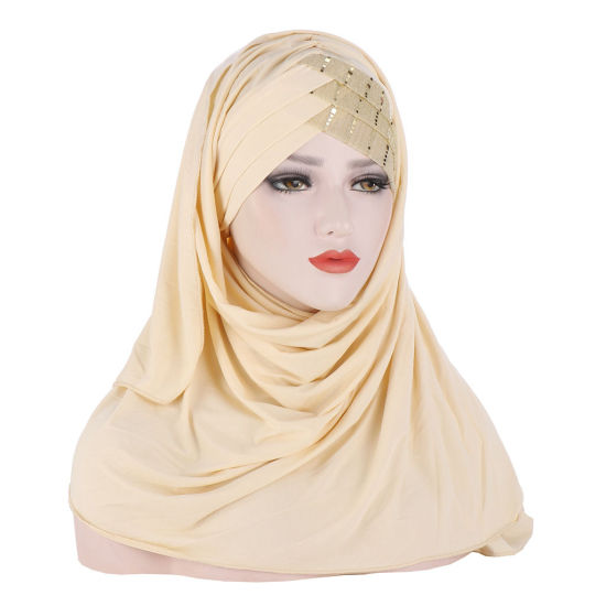 Picture of Beige - Women Muslim Hijab Head Scarf Hat, 1 Piece