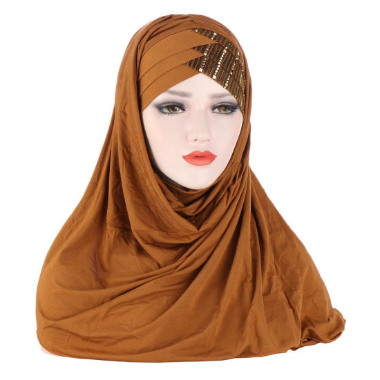Picture of Light Tan - Women Muslim Hijab Head Scarf Hat, 1 Piece