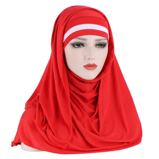 Picture of Red - Women Muslim Hijab Head Scarf Hat, 1 Piece