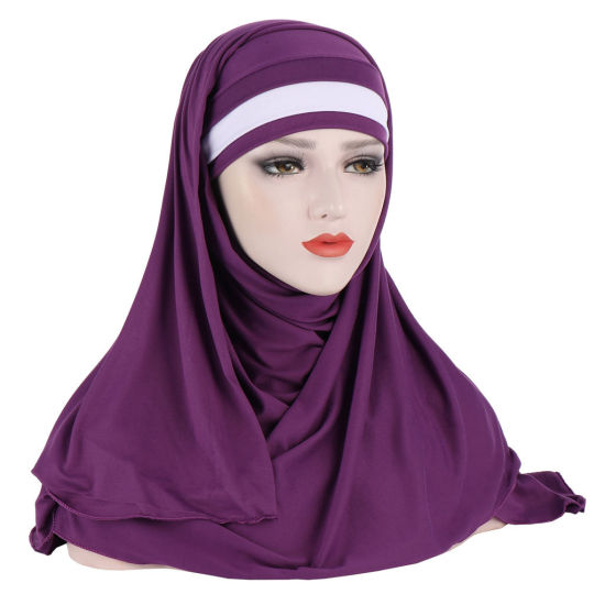 Picture of Purple - Women Muslim Hijab Head Scarf Hat, 1 Piece