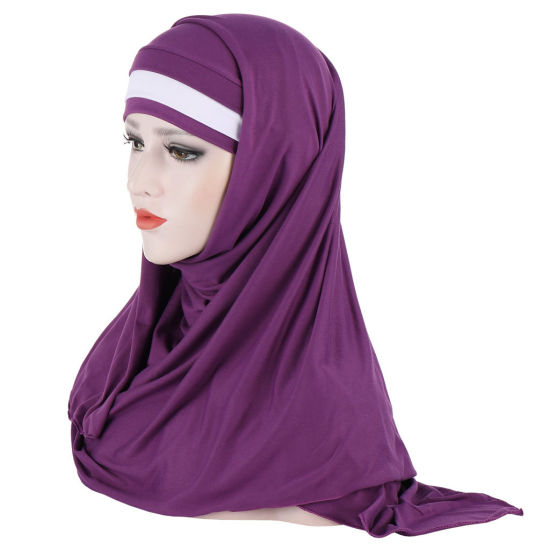 Picture of Purple - Women Muslim Hijab Head Scarf Hat, 1 Piece