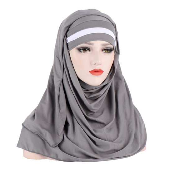 Picture of Gray - Women Muslim Hijab Head Scarf Hat, 1 Piece